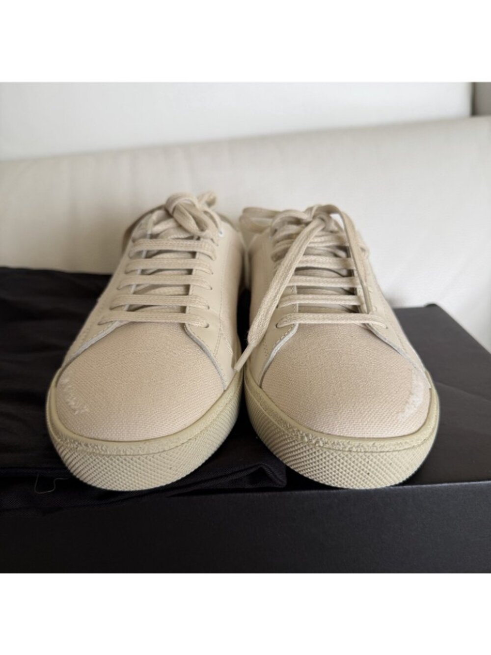 NEW SAINT LAURENT SL/06 Court Cotton Beige Sneakers Sz 37.5 - Picture 11 of 12